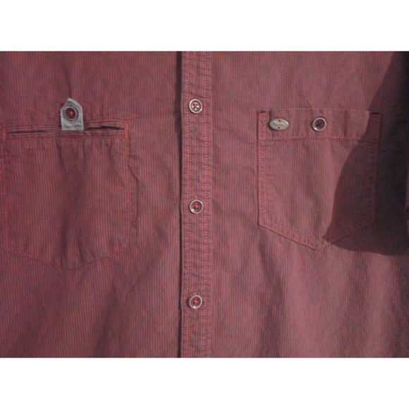 Engbers Men's XL Regular Fit Blue Red Stripe Short Sleeved Button Up Shirt - Picture 2 of 5